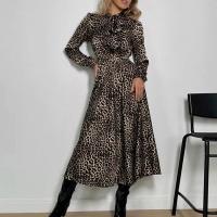Polyester One-piece Dress slimming printed leopard PC