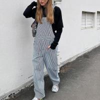 Cotton Women Suspender Trousers & loose printed striped PC