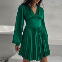 Polyester One-piece Dress deep V Solid PC