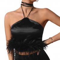 Polyester Crop Top Sleeveless Nightclub Top backless Solid PC