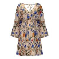 Polyester Waist-controlled One-piece Dress printed floral PC