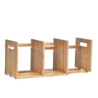Moso Bamboo Adjustable Length Storage Rack stretchable wood pattern PC