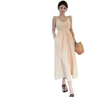 Polyester Waist-controlled & Slim Slip Dress patchwork Solid PC
