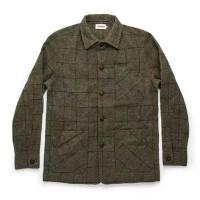 Woollen Cloth Men Coat patchwork geometric army green PC