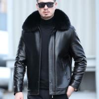 Goat Skin Leather Plus Size Men Coat fleece & thermal Solid PC