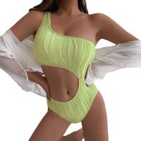Polyester One-piece Swimsuit backless & skinny style green PC