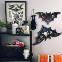 Wooden Wall Shelf Halloween Design & for storage black PC