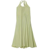 Cotton Slim One-piece Dress large hem design & backless & off shoulder patchwork Solid PC