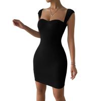 Rayon Sexy Package Hip Dresses Polyester patchwork Solid black PC