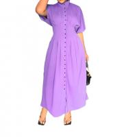 Polyester long style & A-line One-piece Dress plain dyed Solid PC