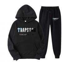Polyester With Siamese Cap Men Casual Set fleece & two piece Long Trousers & top printed letter Set