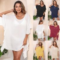 Polyester scallop Swimming Cover Ups loose Solid : PC