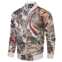Polyester zipper & Slim Men Baseball Jacket with pocket Polyester embroidered gold PC