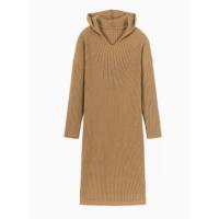 Polyamide & Acrylic long style & With Siamese Cap Sweater Dress knitted Solid : PC