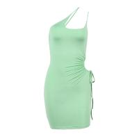 Polyester Slim & High Waist Sexy Package Hip Dresses backless & off shoulder & hollow patchwork Solid PC