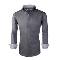 Polyester & Cotton Men Long Sleeve Casual Shirts patchwork Solid PC