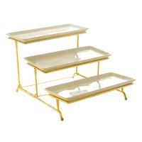 Ceramics triple layer & Creative Display Stand Others gold Set