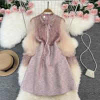 Polyester A-line One-piece Dress pink PC