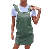 Polyester Waist-controlled & Slim Suspender Skirt patchwork Solid green PC