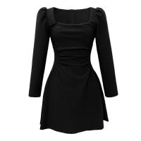 Polyester Waist-controlled & Slim & A-line & High Waist One-piece Dress patchwork Solid PC