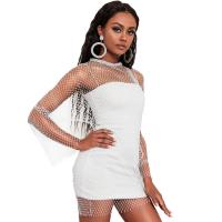 Fiberglass & Plastic One-piece Dress hollow & with rhinestone Solid white and black : PC