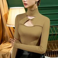 Cotton Slim Women Long Sleeve Blouses patchwork Solid PC