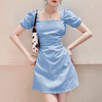 Cotton Waist-controlled One-piece Dress slimming patchwork Solid PC