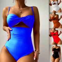 Polyamide & Nylon One-piece Swimsuit flexible & backless & hollow & skinny style Solid PC