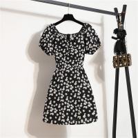 Polyester Waist-controlled & A-line One-piece Dress slimming printed shivering PC