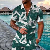 Summer Beach Holiday Tracksuit Men Casual Set & two piece & loose short & short sleeve T-shirts printed Set with great price
