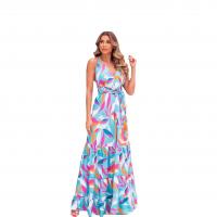 Polyester Waist-controlled & Slim Slip Dress printed multi-colored PC
