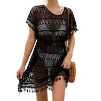 Polyester Beach Dress hollow geometric black : PC