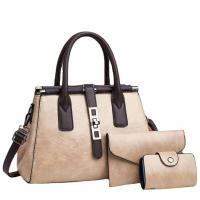 PU Leather Bag Suit soft surface & attached with hanging strap & three piece Polyester Solid Set