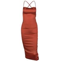Polyester Slim Sexy Package Hip Dresses backless patchwork Solid PC