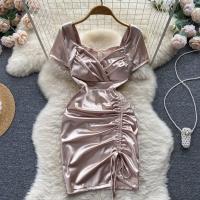 Satin Sexy Package Hip Dresses slimming Solid PC