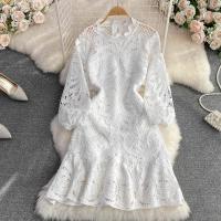 Lace One-piece Dress slimming & hollow Solid : PC