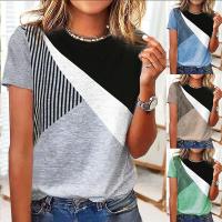 Polyester Plus Size Women Short Sleeve T-Shirts & loose printed geometric PC