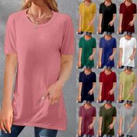 Cotton Plus Size Women Short Sleeve T-Shirts & loose & with pocket Solid PC