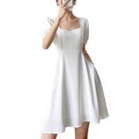Polyester A-line & High Waist One-piece Dress Solid PC