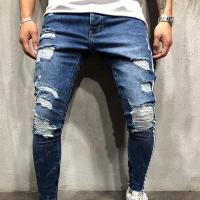 Cotton Men Jeans slimming patchwork PC