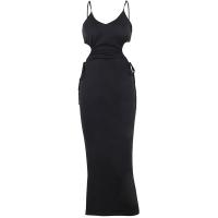 Polyester Waist-controlled & Slim & High Waist Sexy Package Hip Dresses backless & hollow patchwork Solid PC