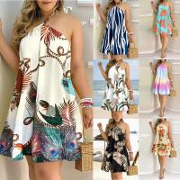 Polyester One-piece Dress backless & loose printed PC