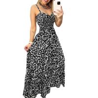 Polyester High Waist Slip Dress printed leopard PC