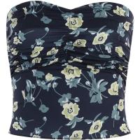 Polyester Slim Tube Top midriff-baring & backless & off shoulder printed floral PC