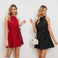 Polyester Waist-controlled One-piece Dress & off shoulder printed heart pattern PC