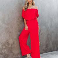 Polyester Long Jumpsuit & loose & tube Solid PC