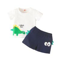 Knitted Boy Clothing Set & two piece Pants & top printed Solid two different colored Set