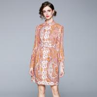 Polyester Waist-controlled & Soft One-piece Dress slimming printed mixed colors PC