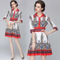 Polyester Waist-controlled & Soft One-piece Dress slimming printed floral mixed colors PC