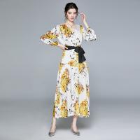 Polyester Waist-controlled & Soft One-piece Dress slimming printed mixed colors PC